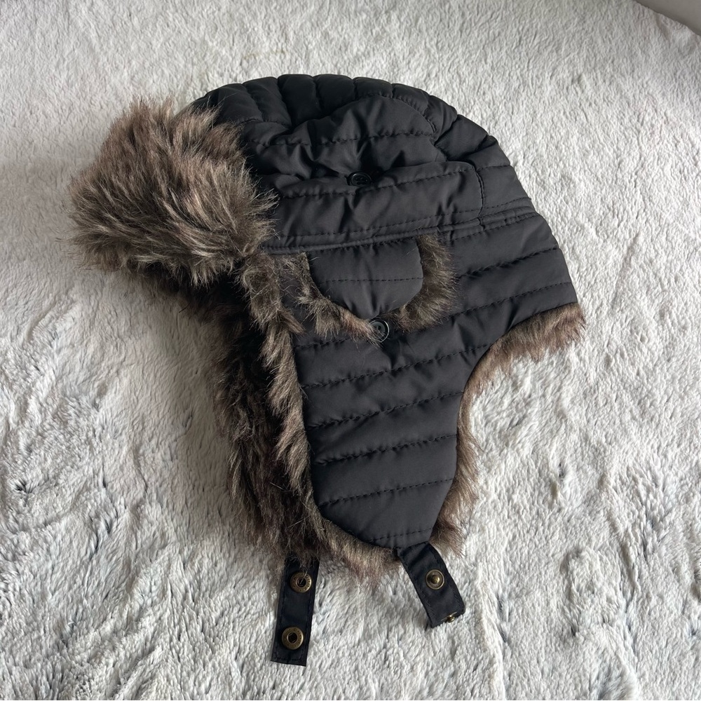 Men's Black and Brown Fur Trapper Hat - Picture 9 of 9